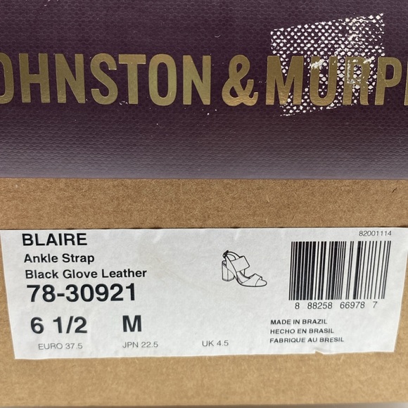 Johnston & Murphy Blaire Sandals Block Heels Black Glove Leather Size 6 1/2 - Picture 8 of 14